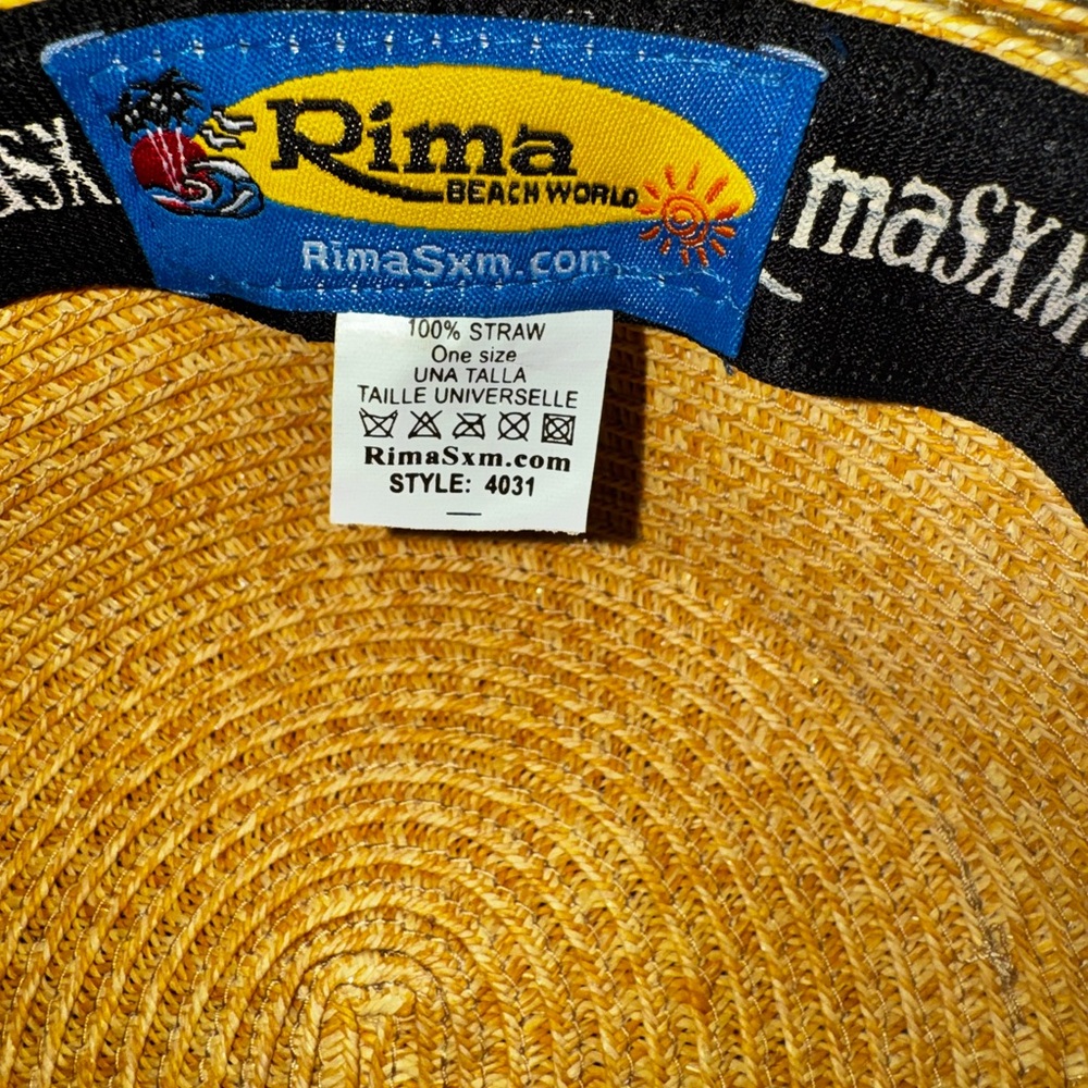 Rima Beach World Women's 100% Straw Sun Hat Wide Brim Black Bow Beige St.Martin - Picture 5 of 5